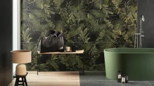Modna łazienka w stylu tropic z motywami roślinnymi – relaks, natura i design w jednym