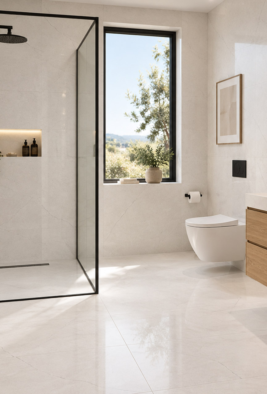Importowany gres IPC Ceramic Bahia White 60x120 w jasnym odcieniu kamienia